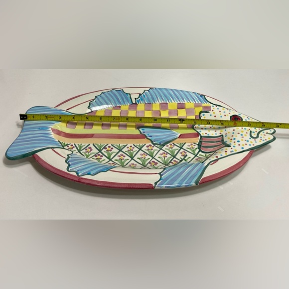 Mackenzie-Childs Large 18.5" Fish Story Platter/Wall Hanging 2008 Rare w/Sticker - Picture 11 of 13